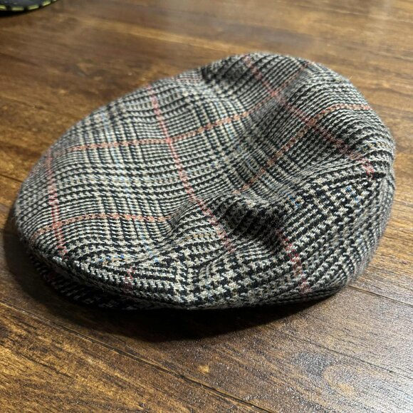 Vintage Tweed Gray striped Wool Blend Newsboy Hat Size L Irish British - Picture 1 of 5
